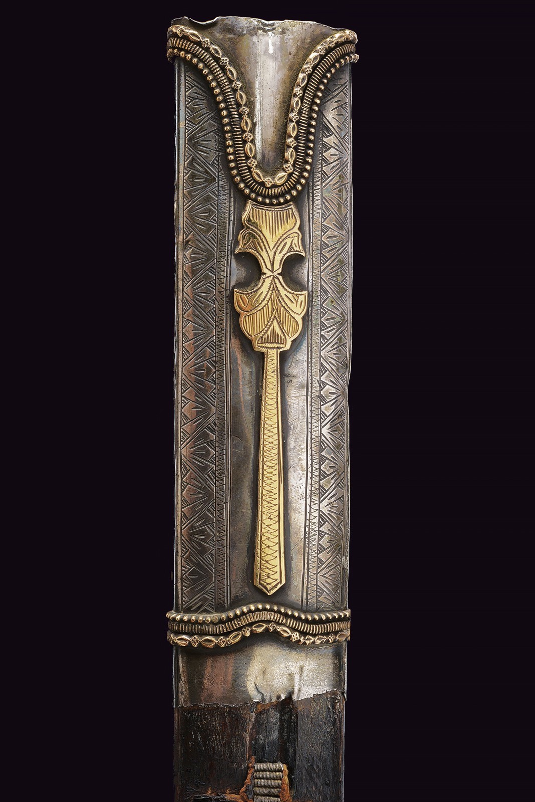 Shamshir Persiano, XIX Secolo, lama in argento e oro