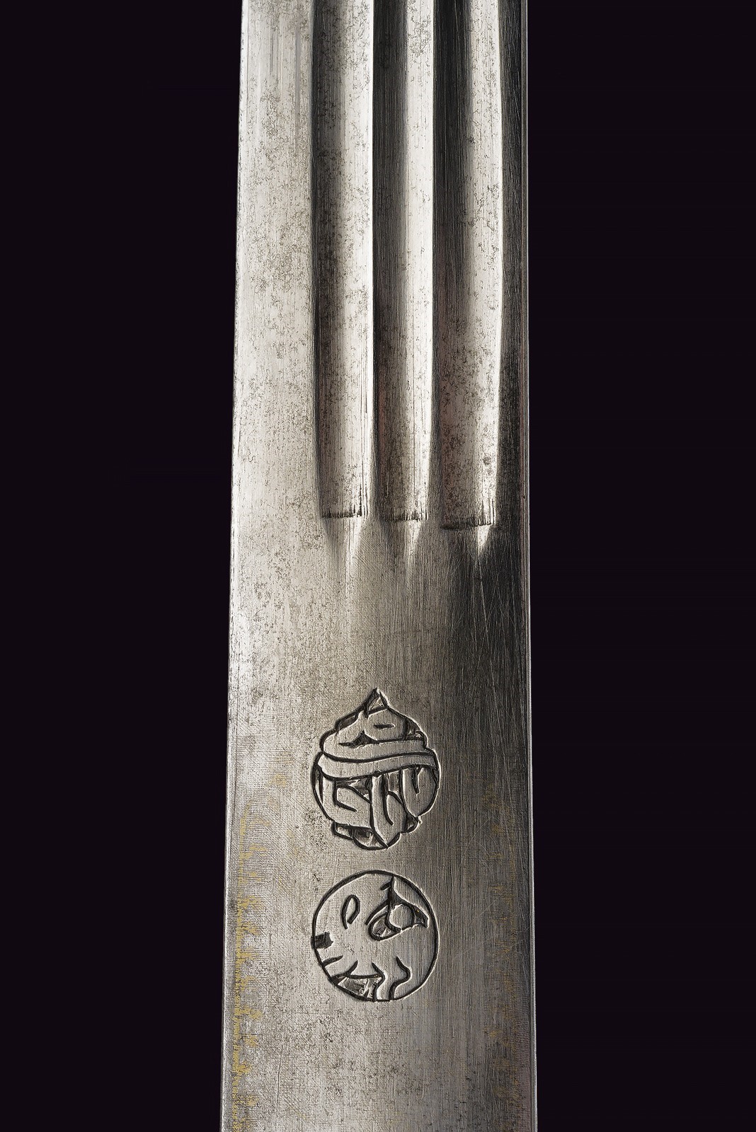 Shamshir Persiano, XIX Secolo, lama in argento e oro