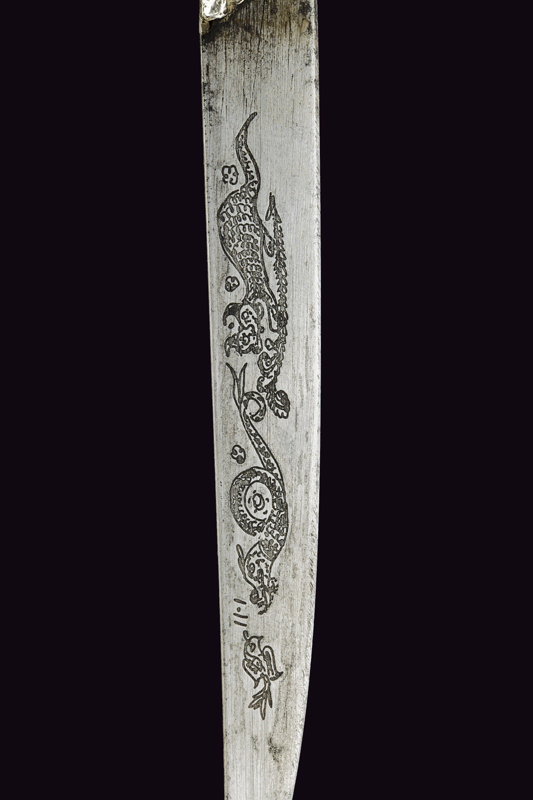Bel bichaq, lama dritta con impugnatura in argento, Turchia, Fine XIX - Inizio XX Secolo