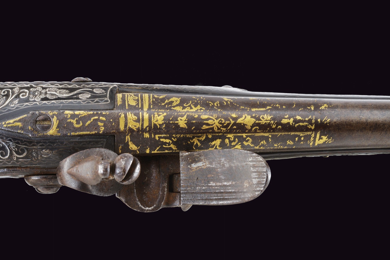 Pistola a pietra focaia turca decorata in argento, Inizio XIX Secolo