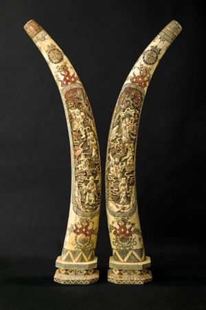 Pair of bone sculptures