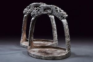 An interesting and rare pair of stirrups "Yor"