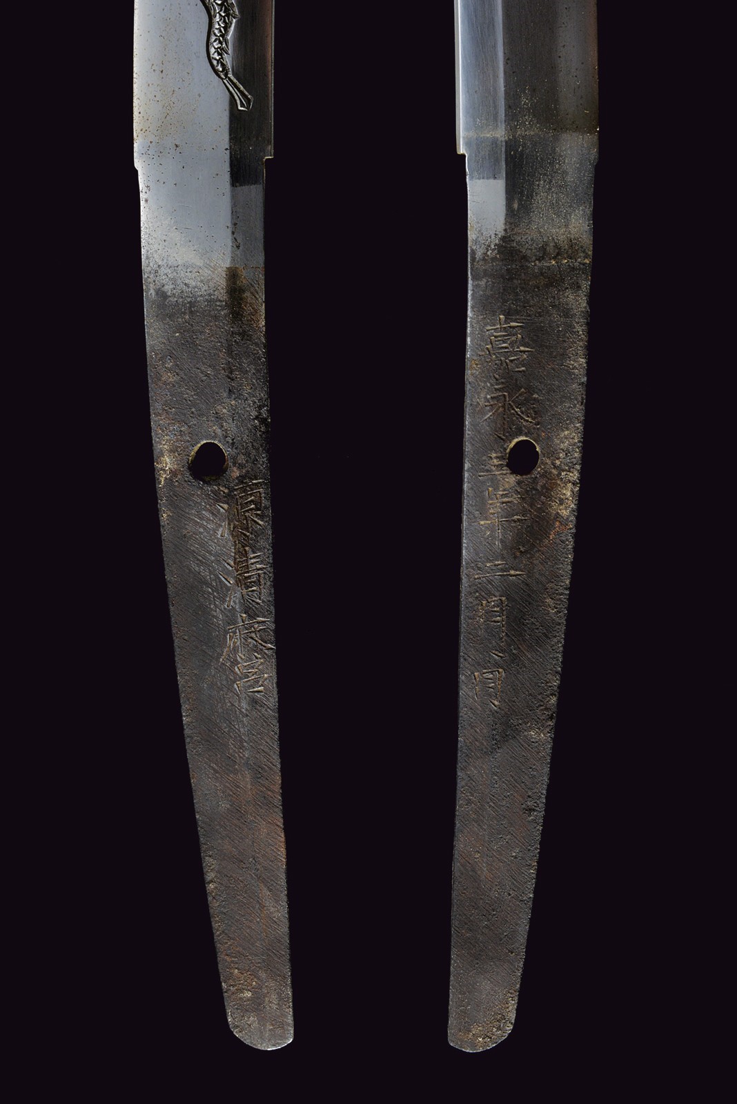 Katana firmata Minomoto Kiyomaru, lama shinogi zukuri in shirasaya, Edo (1850)