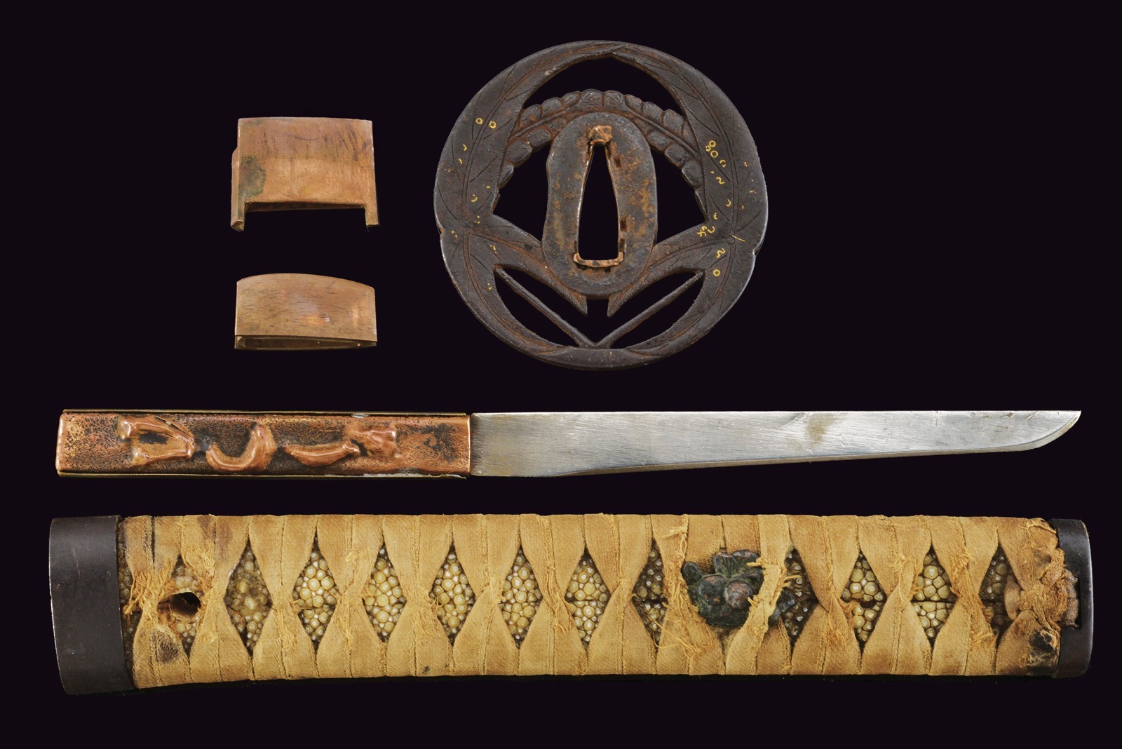 Wakizashi giapponese, periodo Edo, lunghezza 76,3 cm