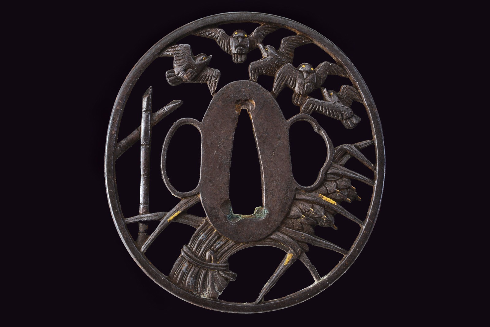 Tsuba in stile Choshu, ferro, Periodo Edo