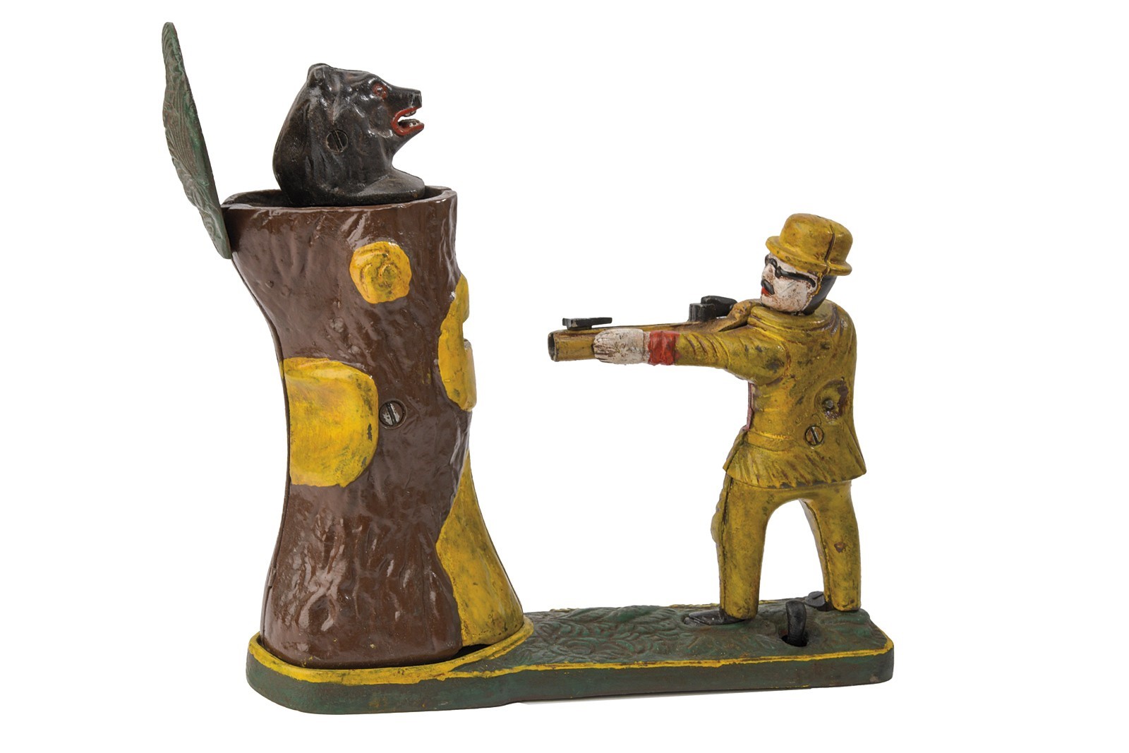Salvadanaio in ferro meccanico 'Teddy the Bear', Inghilterra, ultimo quarto del XIX Secolo