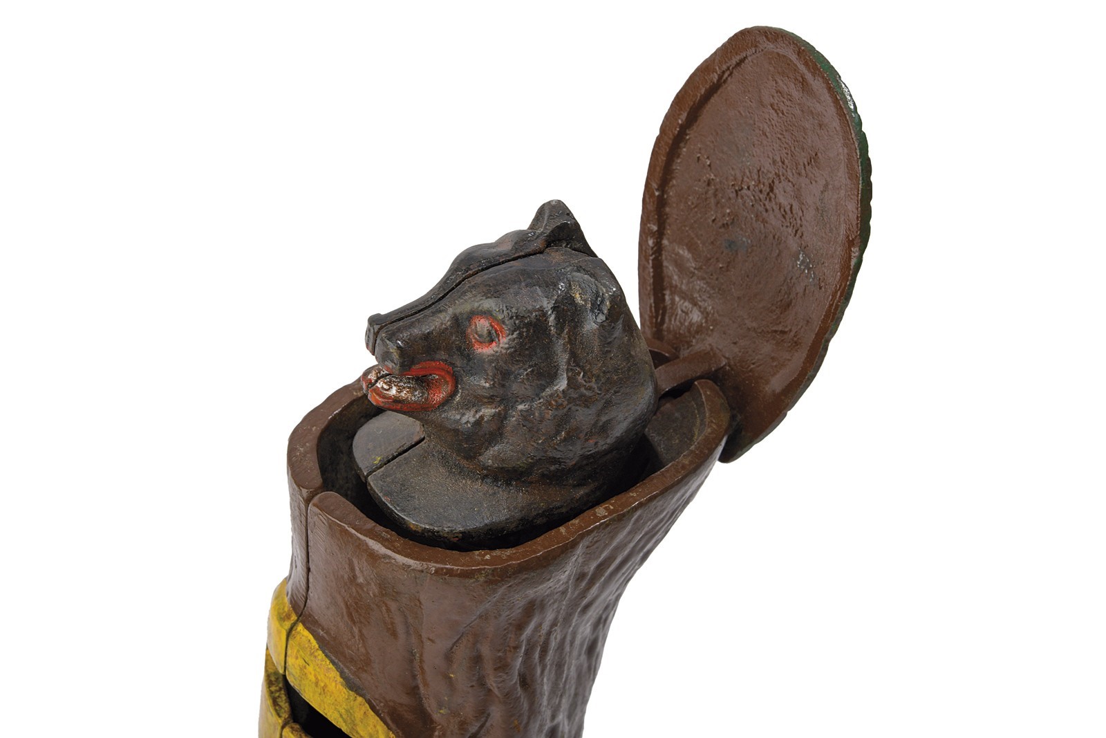 Salvadanaio in ferro meccanico 'Teddy the Bear', Inghilterra, ultimo quarto del XIX Secolo