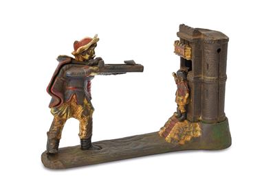 Salvadanaio meccanico in ferro 'Guglielmo Tell', Inghilterra, ultimo quarto del XIX secolo