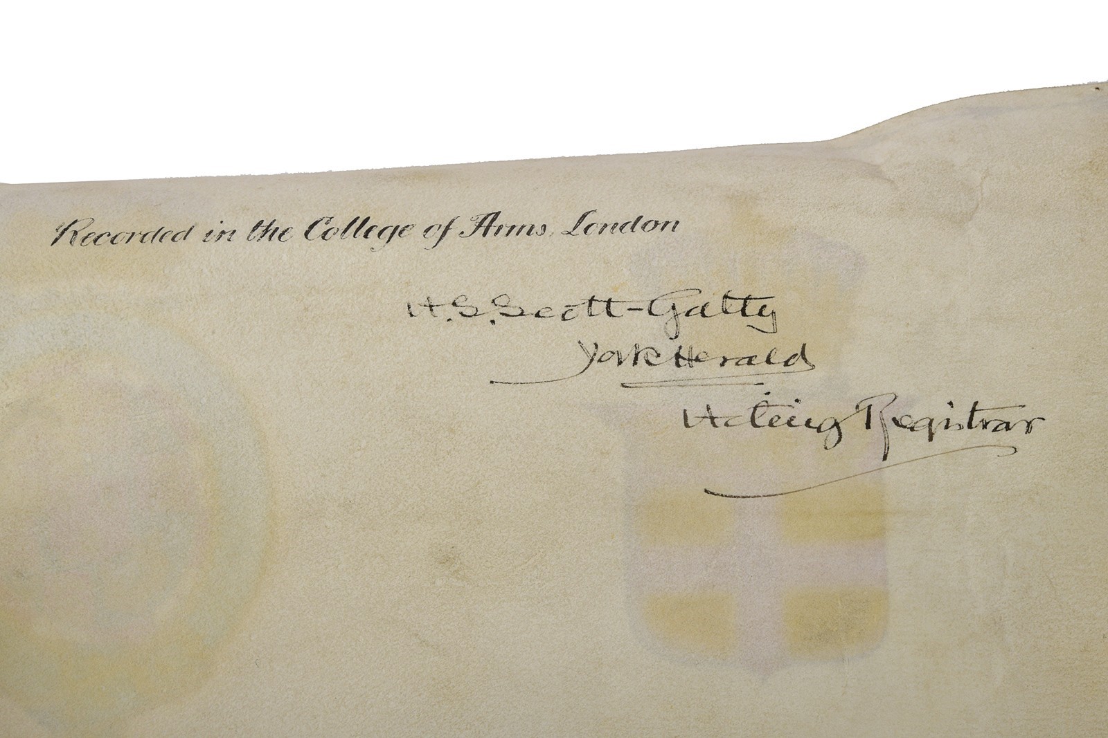Patente di concessione dello stemma familiare Hutchinson-Synge, Gran Bretagna, 1813