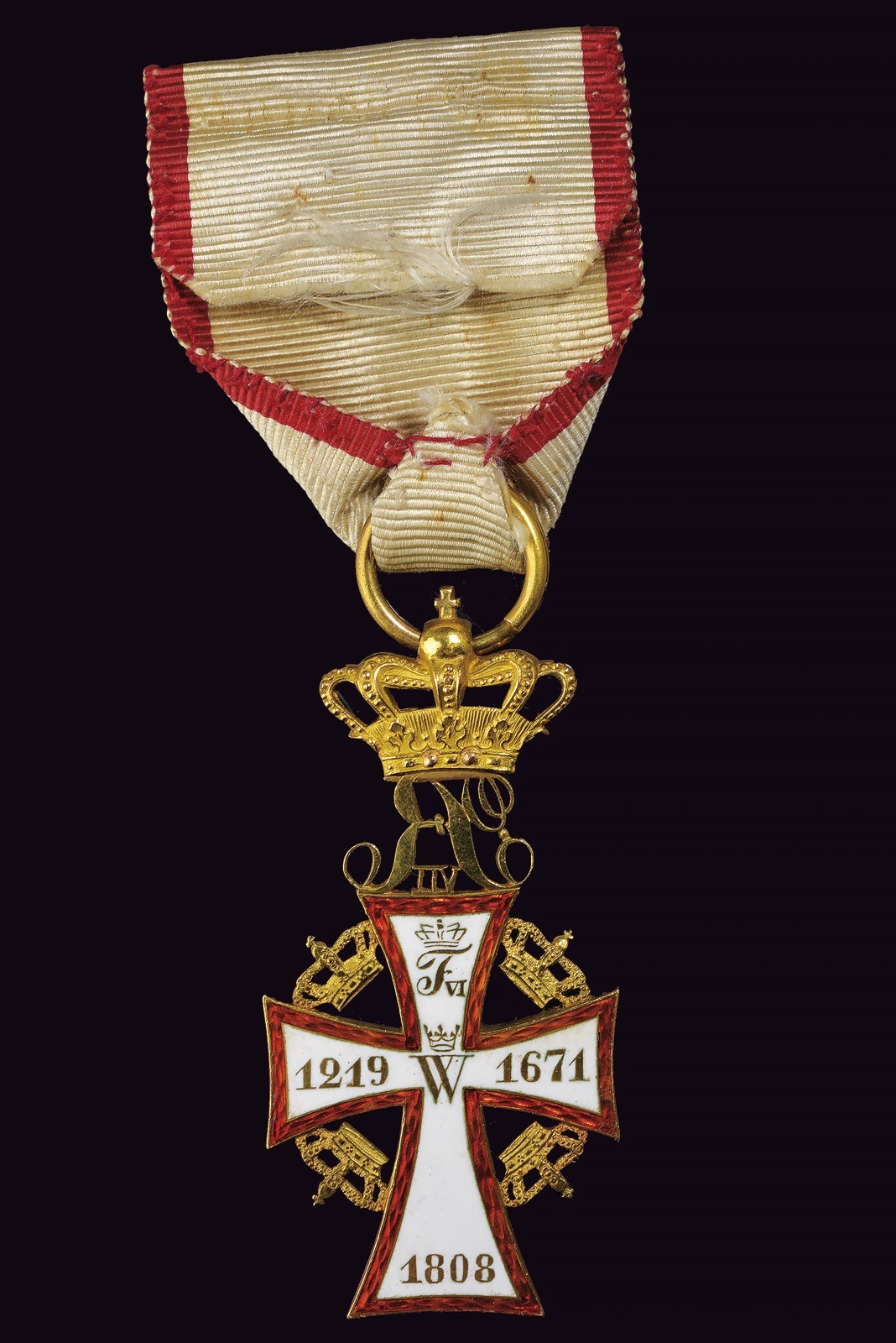 Danimarca, Ordine del Dannebrog, Croce da cavaliere del 4° modello con monogramma di Federico VII...