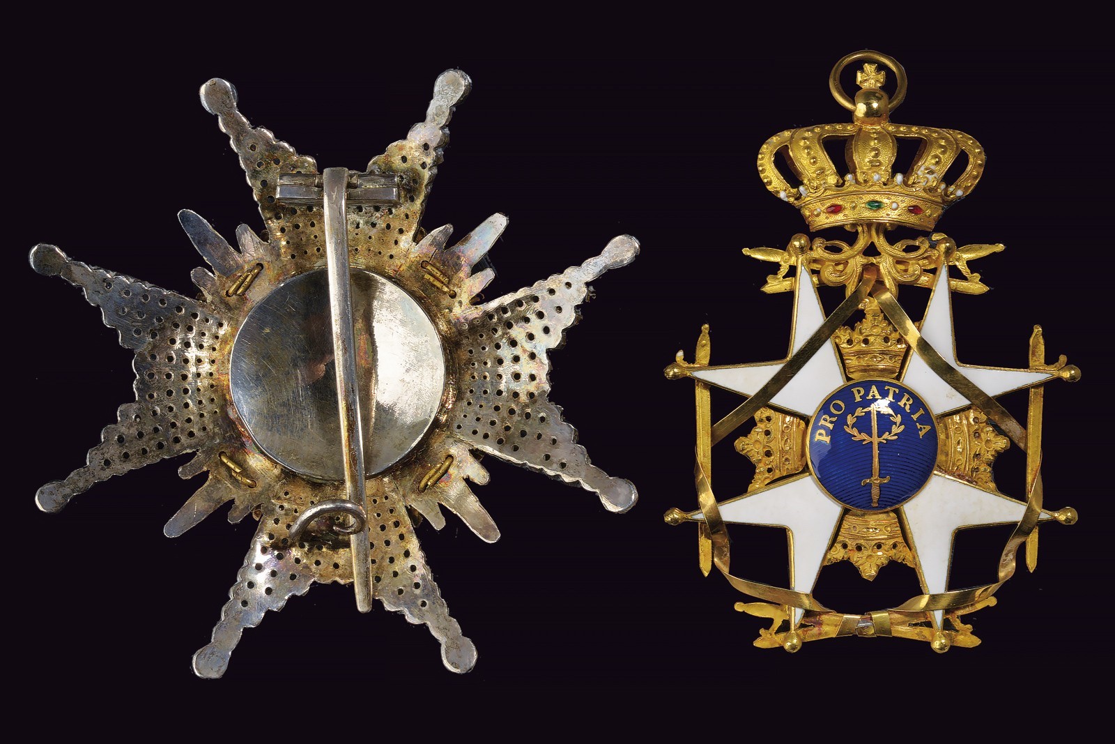Ordine della Spada, Set di Gran Croce, pendente in oro e smalti, XIX Secolo