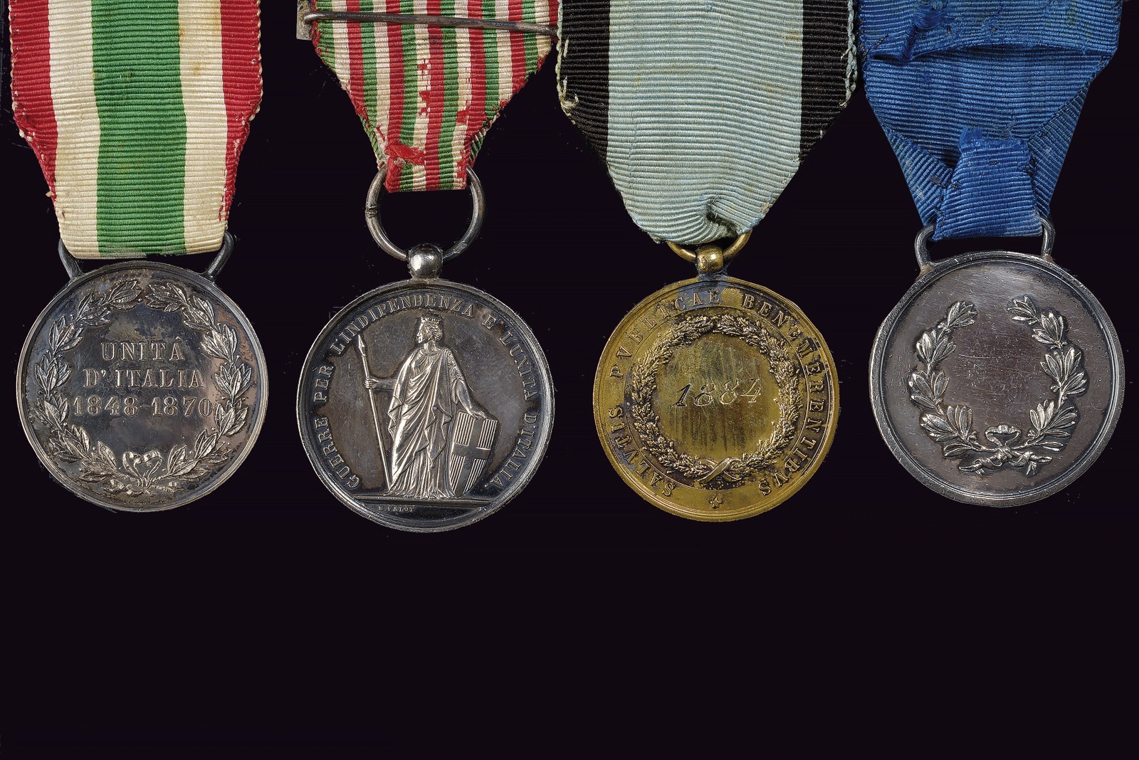 Regno d'Italia, Lotto di quattro medaglie commemorative della Seconda metà del XIX secolo