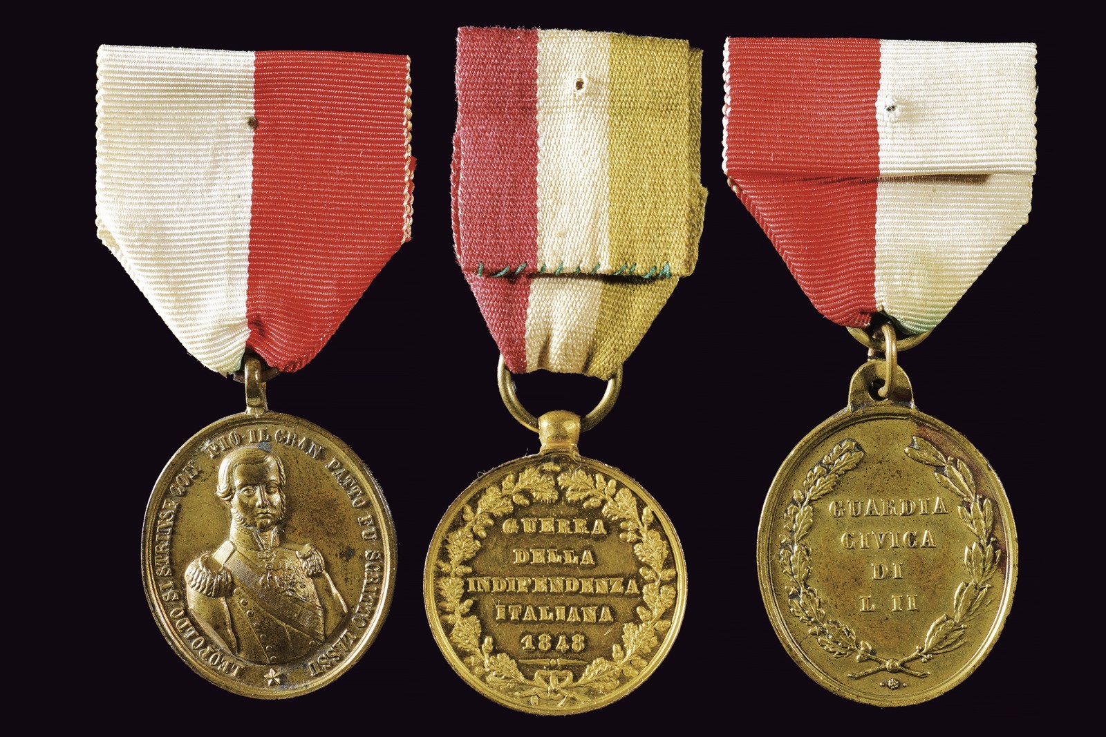 Leopoldo II di Toscana, lotto di tre medaglie commemorative (1847-1848)