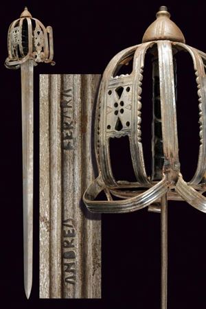 A basket-hilted broadsword