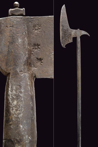 Scure d'arme inastata, ferro lavorato, Italia, XVII secolo