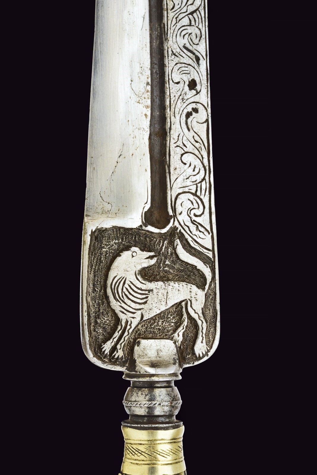 Coltello calabrese, 1800 circa, lama decorata in argento