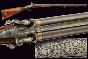 A beautiful double-barreled percussion shotgun by Pirko