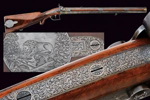 A beautiful and elegant over-and-under-barreled percussion rifle by Pirko