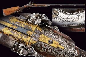 An outstanding flintlock double-barreled shotgun by Domenico Minelli