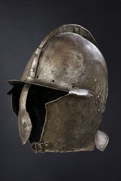 Borgognotta, cresta e tesa in metallo, Germania, 1620 circa