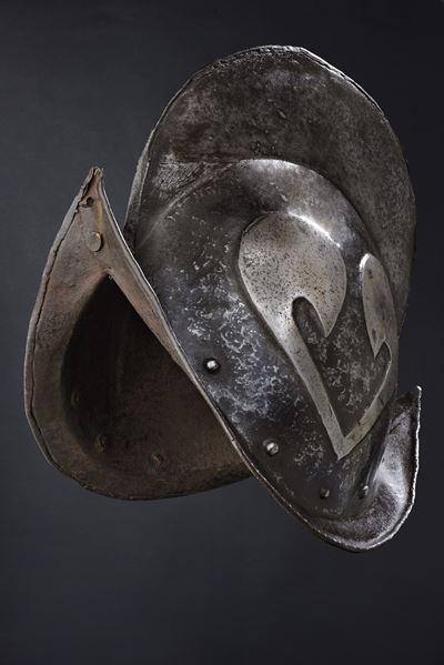 Morione bianconero, ferro, Germania del Sud, circa 1590
