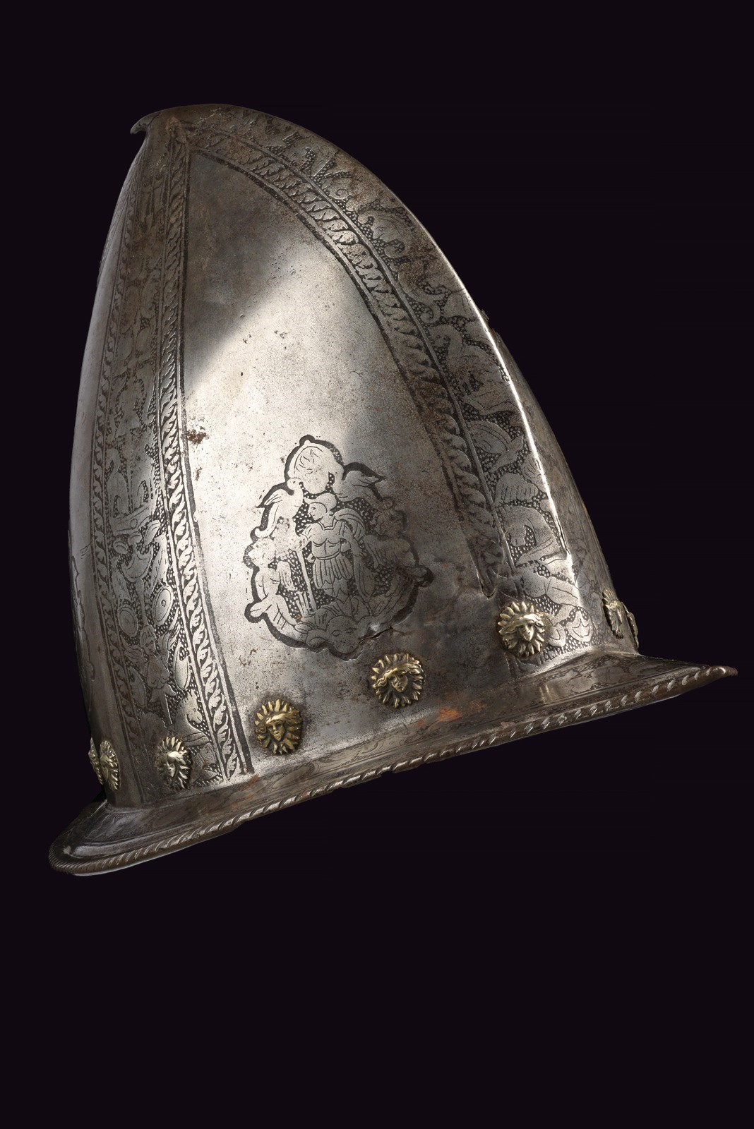 Zuccotto aguzzo inciso, ferro, Italia settentrionale, circa 1600