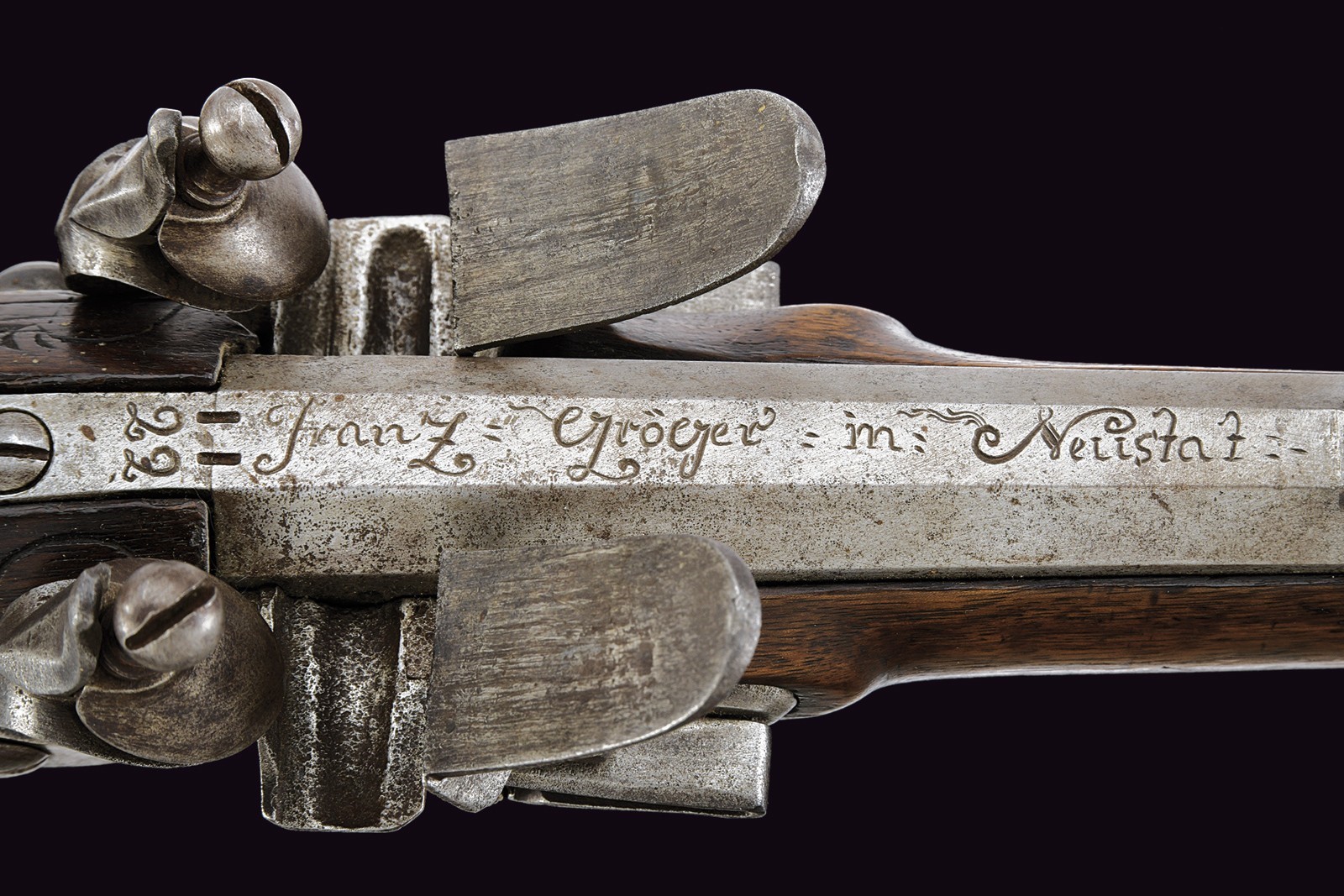 Franz Gröger, Doppelstutzen Mod. 1768 a pietra focaia, cal. 14,5 e 15 mm