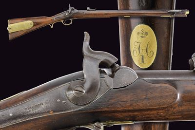 Rara carabina russa Mod. 1843, calibro 17 mm, tecnica russa imperiale