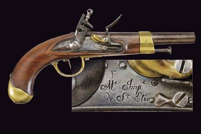 Pistola Mod. AN IX modificata AN XIII, St. Etienne, lunghezza 35.5 cm, primo quarto del XIX secol...