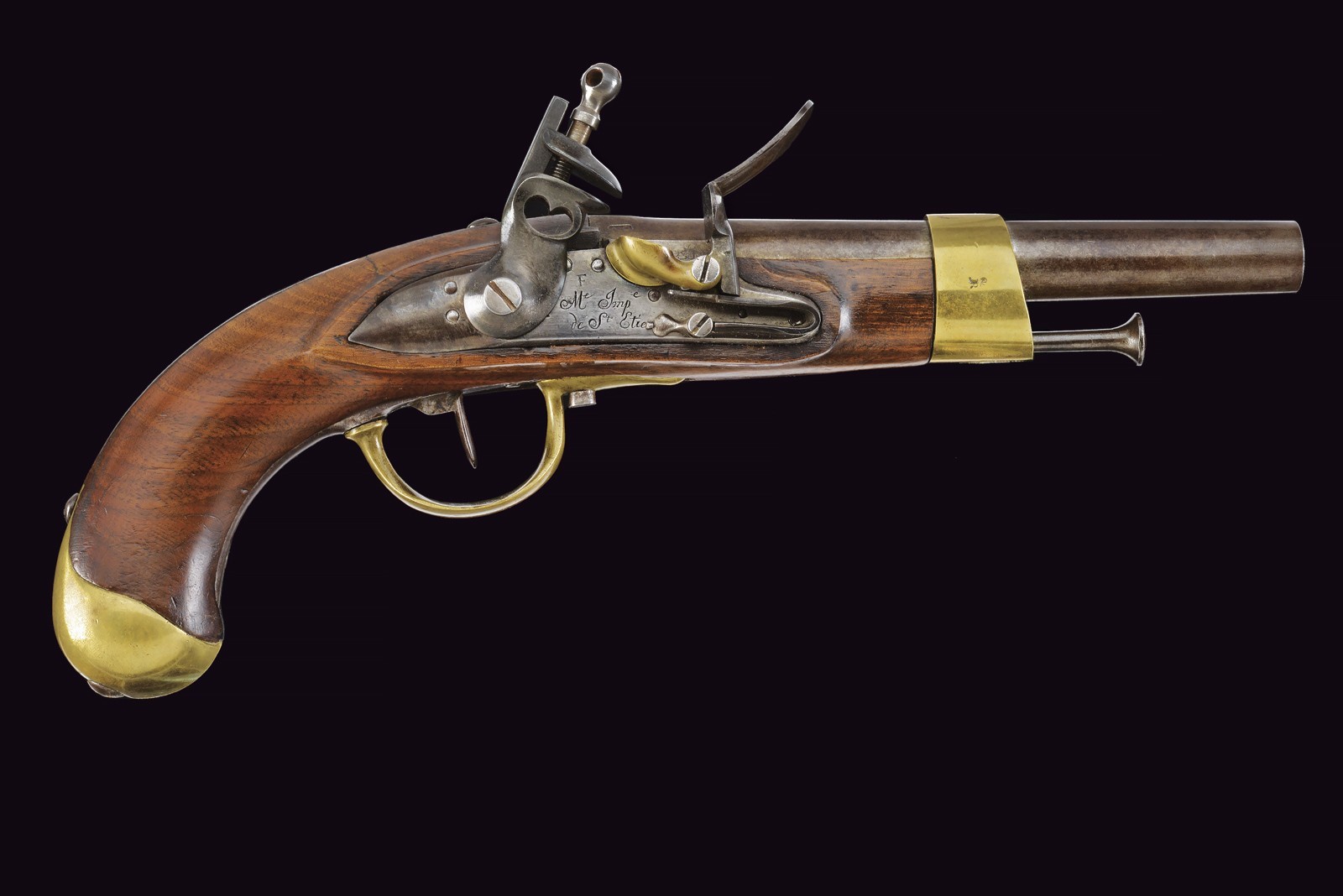 Pistola Mod. AN IX modificata AN XIII, St. Etienne, lunghezza 35.5 cm, primo quarto del XIX secol...