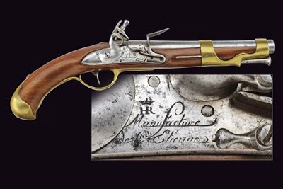 Pistola a pietra focaia Mod. 1763/66, St. Etienne, lunghezza 41 cm, cal. 17 mm