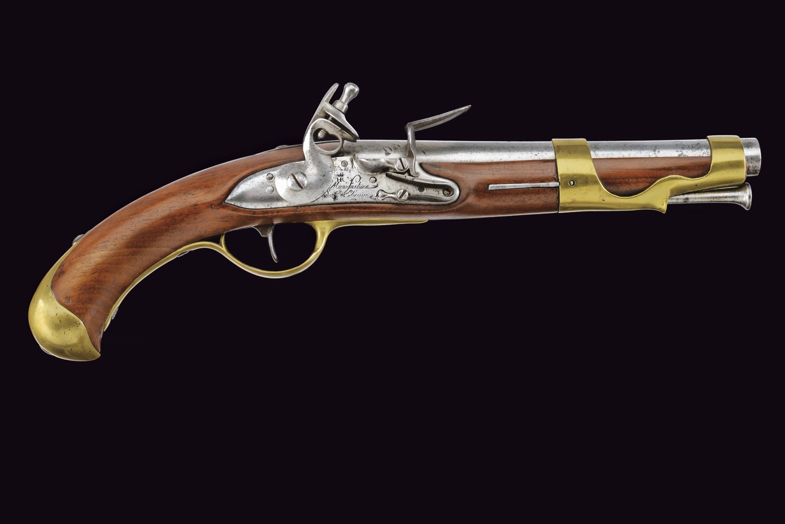 Pistola a pietra focaia Mod. 1763/66, St. Etienne, lunghezza 41 cm, cal. 17 mm