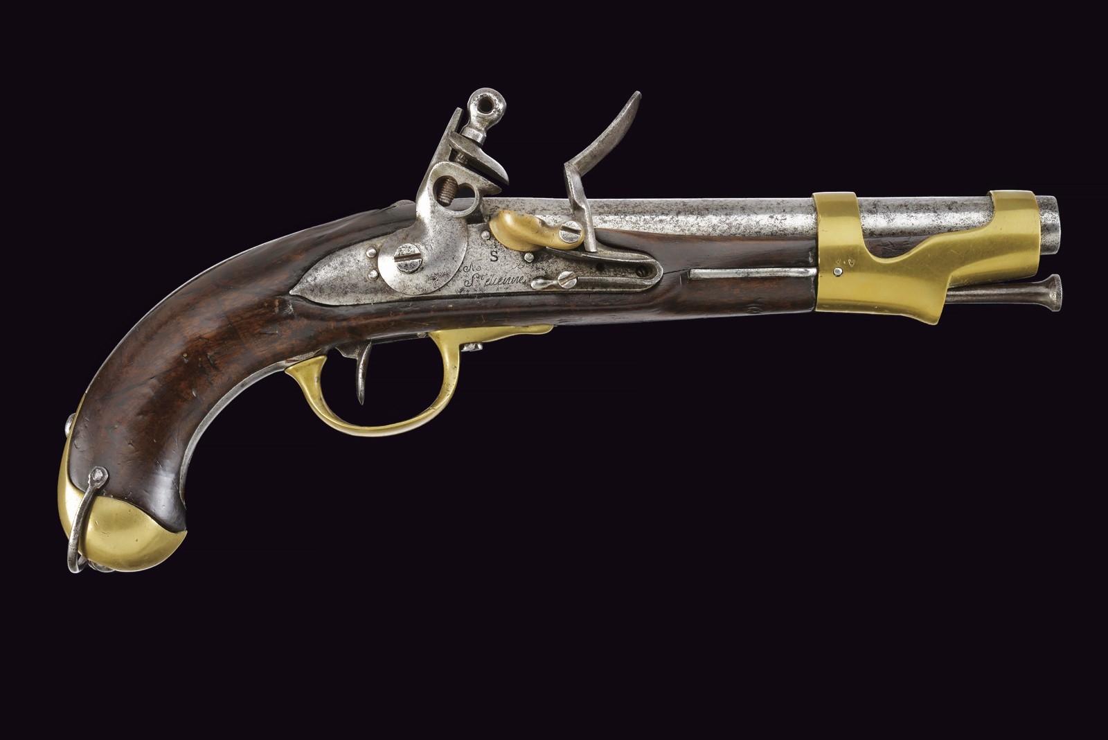 Pistola a pietra focaia, St. Etienne, AN IX, lunghezza 37 cm