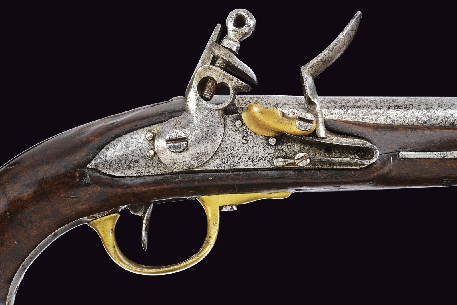 Pistola a pietra focaia, St. Etienne, AN IX, lunghezza 37 cm