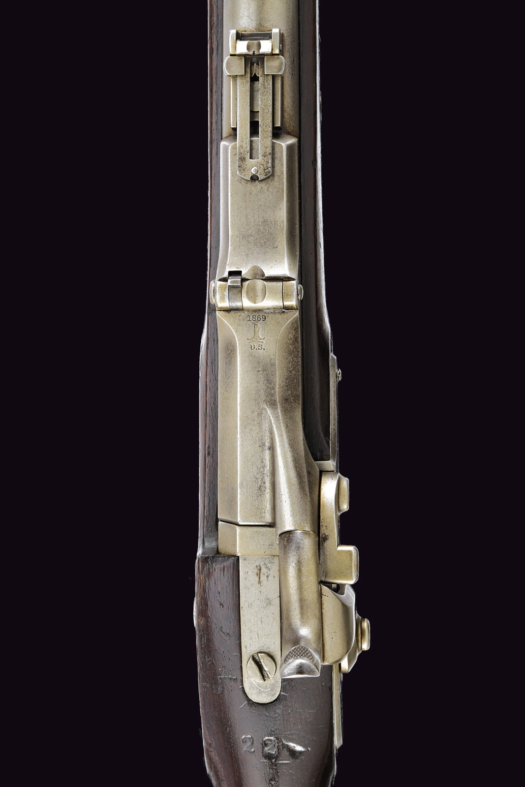 Fucile a retrocarica Springfield Trapdoor, cal. 50, con baionetta, 1870 circa