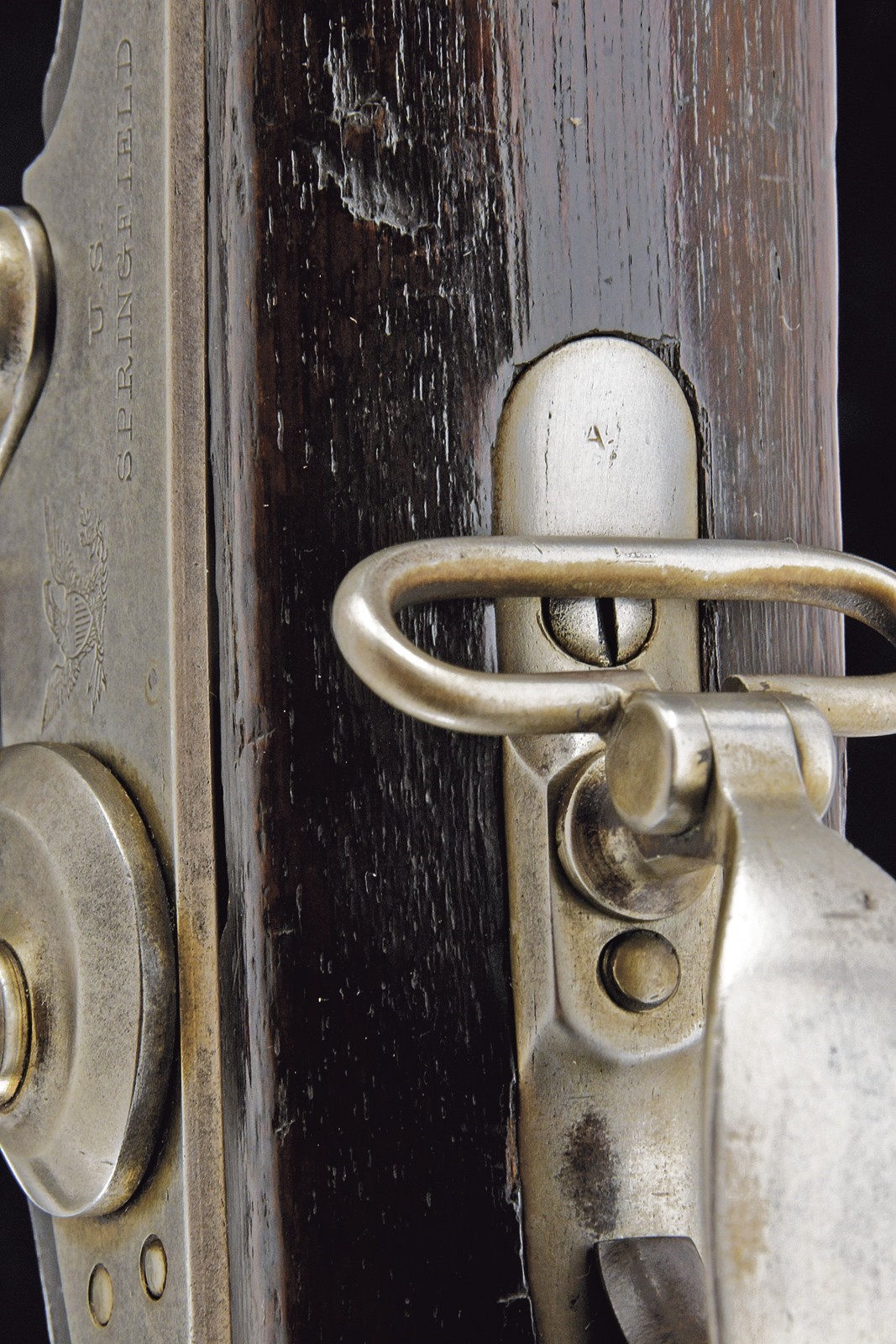 Fucile a retrocarica Springfield Trapdoor, cal. 50, con baionetta, 1870 circa