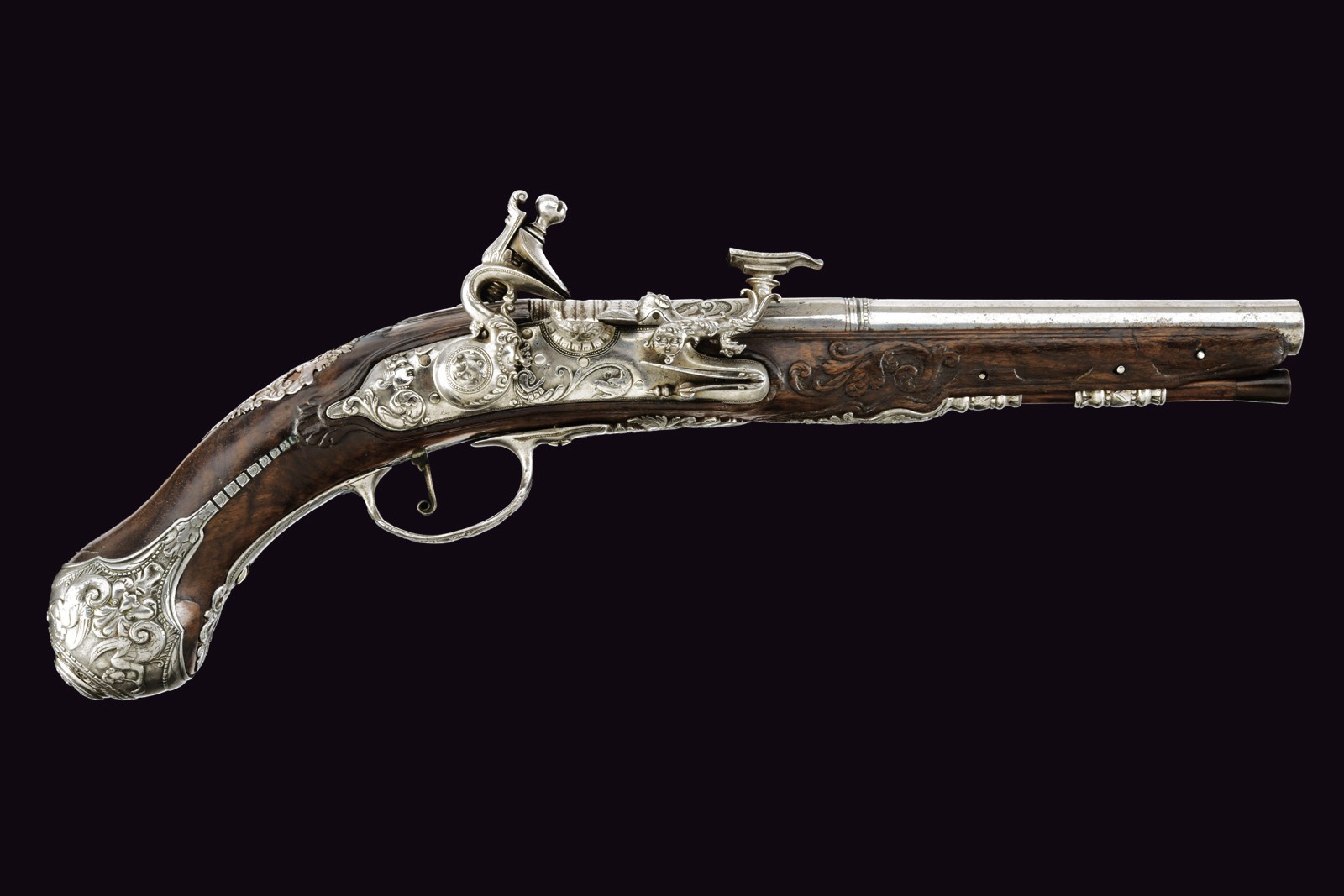 Pistola alla fiorentina, Italia settentrionale, Seconda metà XVIII secolo, lunghezza 31 cm.