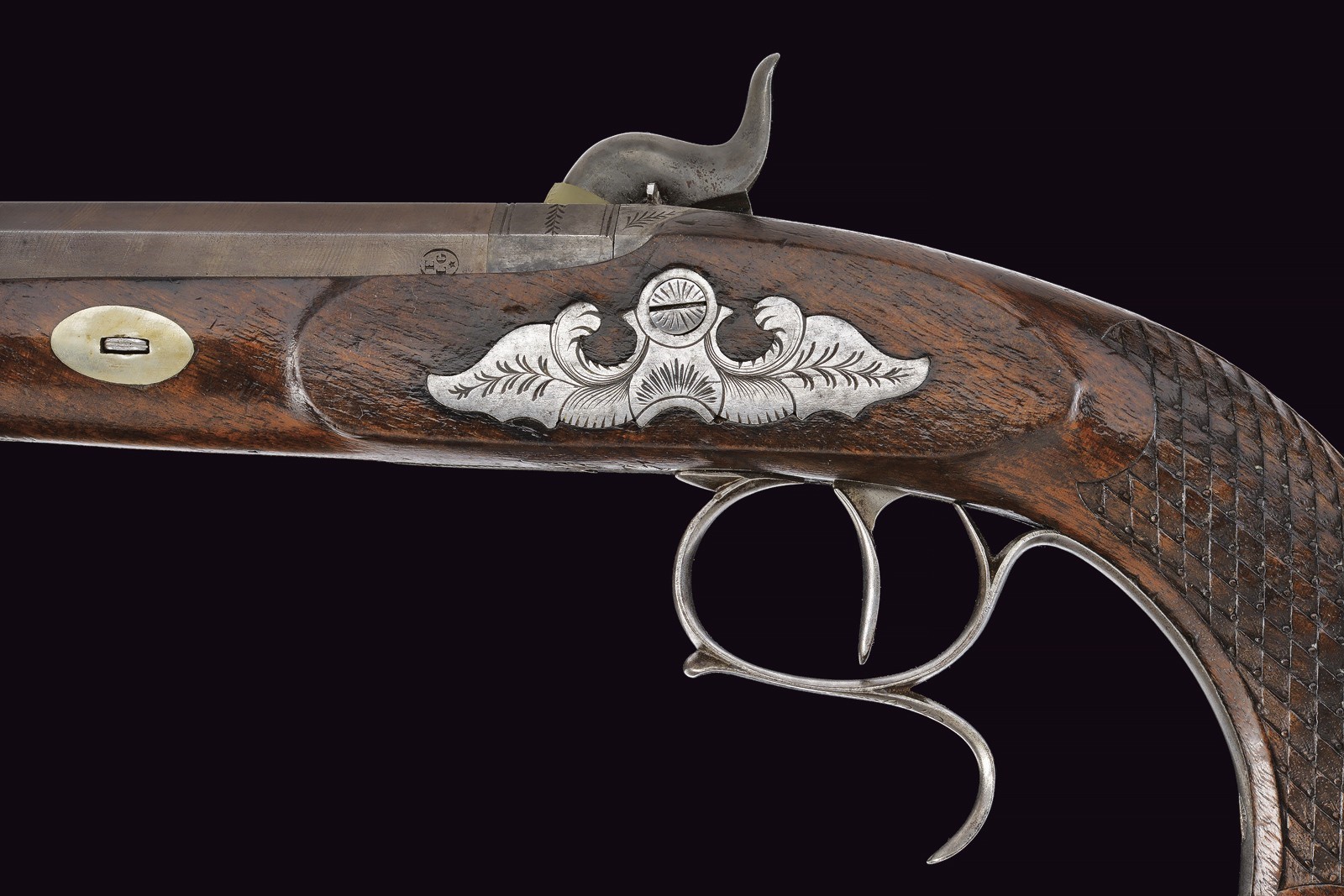 Pistola a luminello da tiro, Belgio, metà XIX secolo