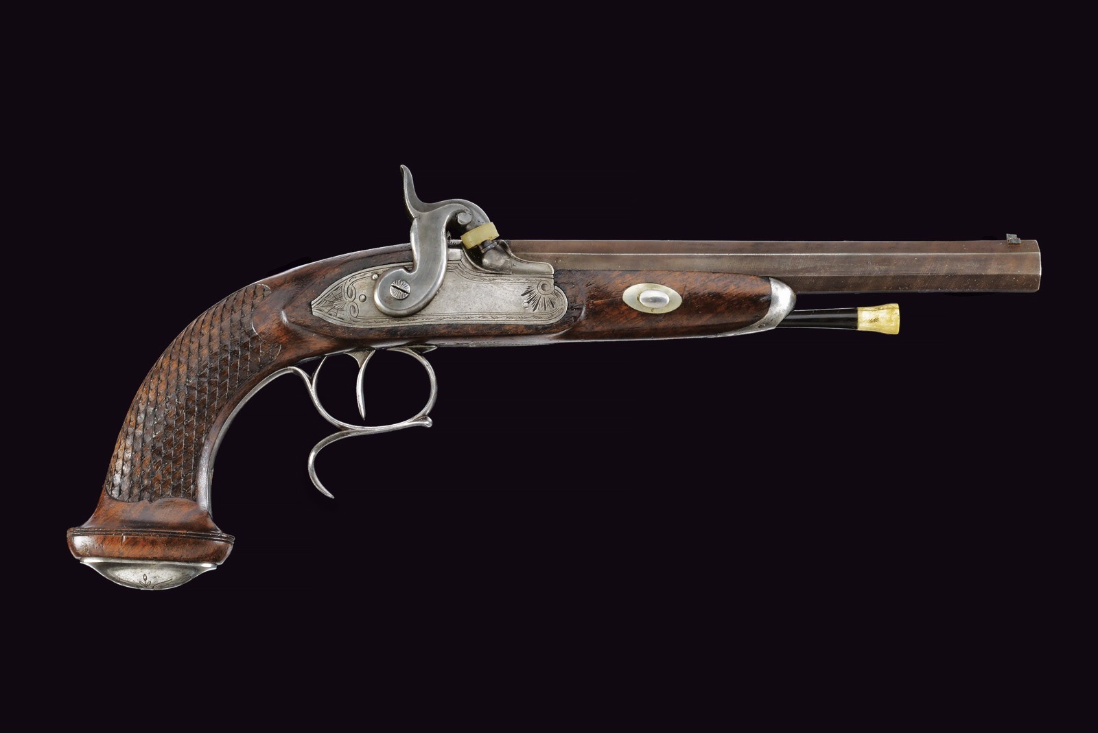 Pistola a luminello da tiro, Belgio, metà XIX secolo