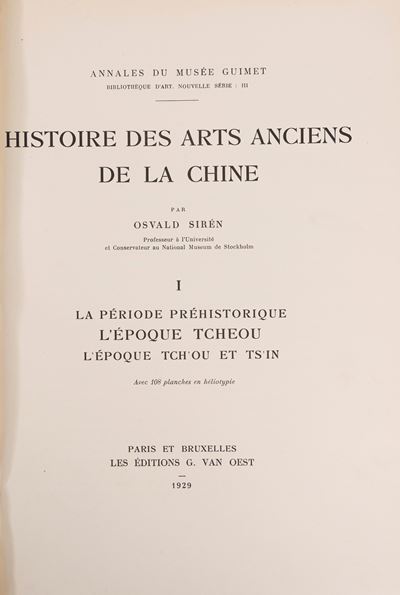 G. Van Oest, Histoire des arts anciens de la Chine (1929-1930), 4 volumi