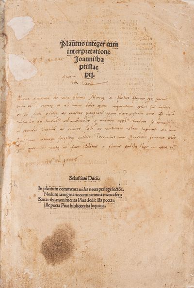 Plauto, Plautus integer cum interpretatione Joannis Baptistae Pij