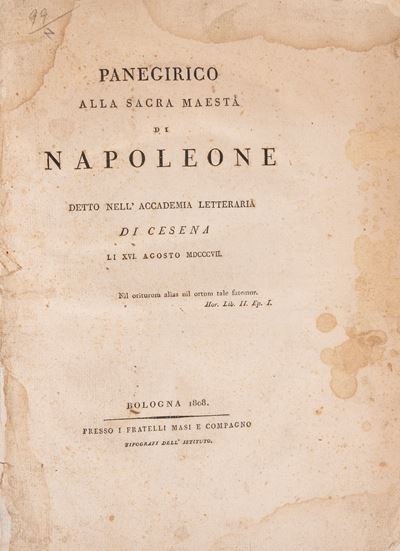 Anonimo, Panegirico alla Sacra Maestà di Napoleone, 1808