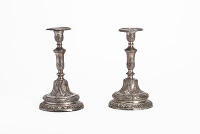 Candelieri in argento a una fiamma, Italia, secolo XVIII