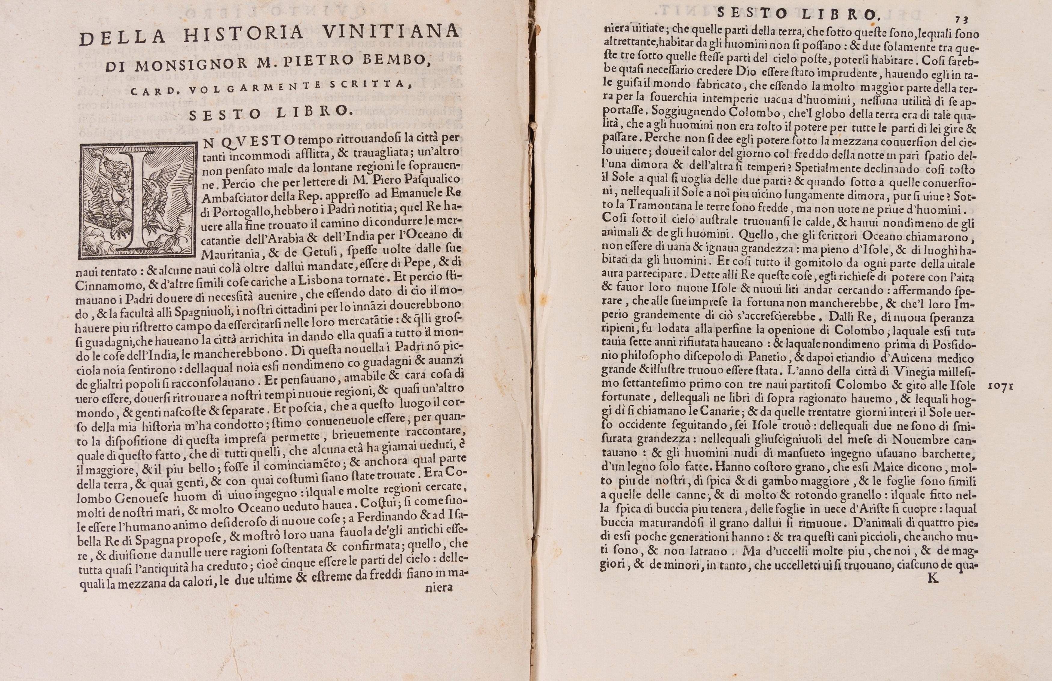 Pietro Bembo - Della historia vinitiana, Prima edizione in volgare del 1552