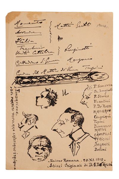 Fondazione del Partito Popolare Cristiano Italiano - Schizzi e Caricature del 1919
