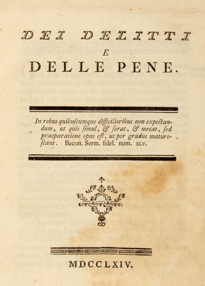 Dei delitti e delle pene, Prima edizione, 1764