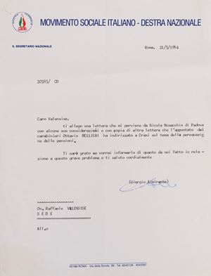 Lettera dattiloscritta firmata