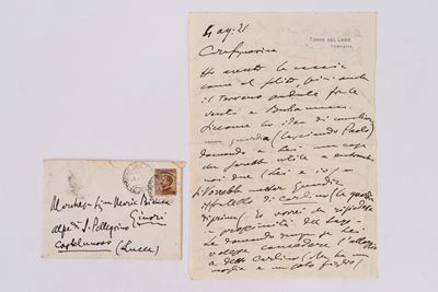 Puccini, Lettera autografa firmata con busta