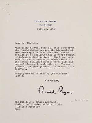 Lettera dattiloscritta firmata