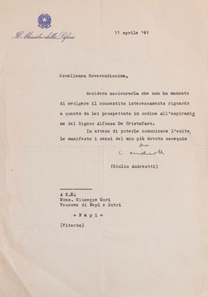 Lettera dattiloscritta firmata